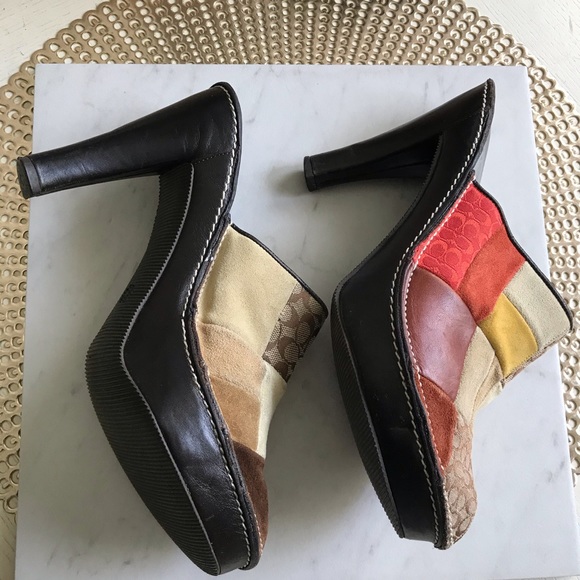 Coach Suede Leather Logo Mules - Picture 5 of 9